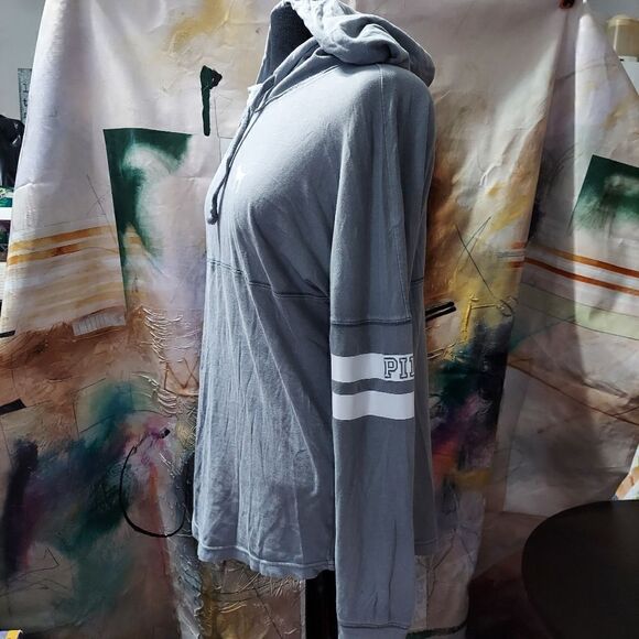 Victoria's Secret PINK Tunic Hoodie Shirt Graphic Logo Long Sleeve S/P - Picture 2 of 7